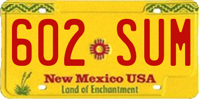 NM license plate 602SUM