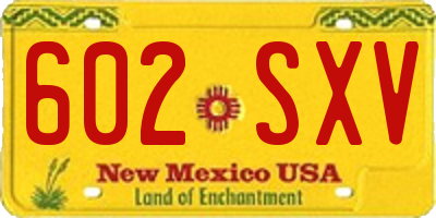 NM license plate 602SXV