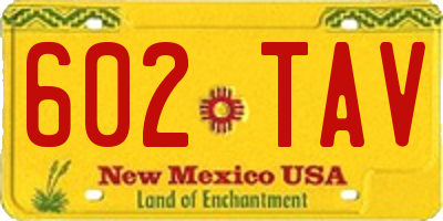 NM license plate 602TAV