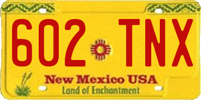 NM license plate 602TNX