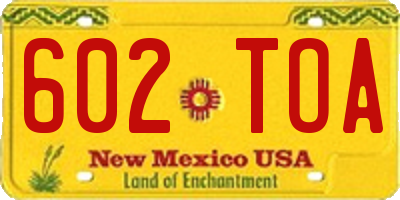 NM license plate 602TOA