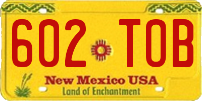 NM license plate 602TOB