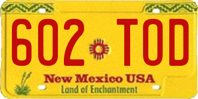 NM license plate 602TOD