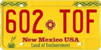NM license plate 602TOF