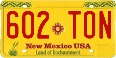 NM license plate 602TON