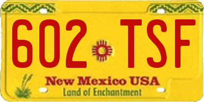 NM license plate 602TSF
