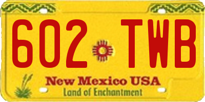 NM license plate 602TWB