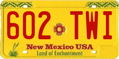 NM license plate 602TWI