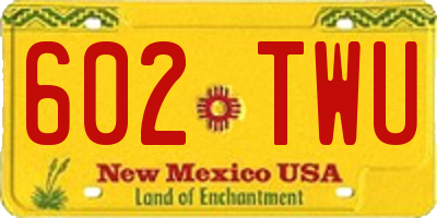 NM license plate 602TWU