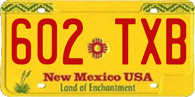 NM license plate 602TXB