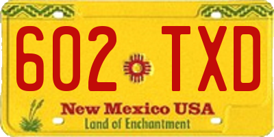 NM license plate 602TXD