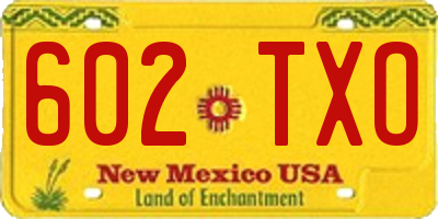 NM license plate 602TXO