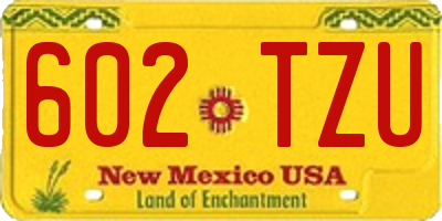 NM license plate 602TZU