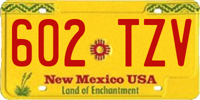 NM license plate 602TZV