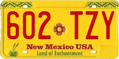 NM license plate 602TZY