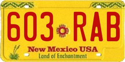 NM license plate 603RAB