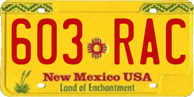 NM license plate 603RAC