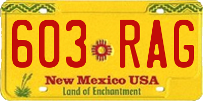 NM license plate 603RAG