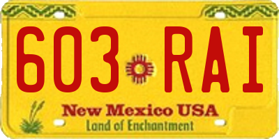 NM license plate 603RAI