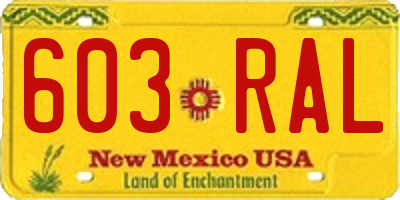 NM license plate 603RAL