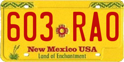 NM license plate 603RAO