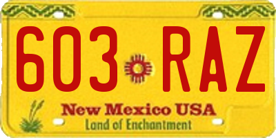 NM license plate 603RAZ