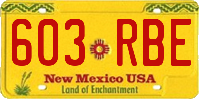 NM license plate 603RBE