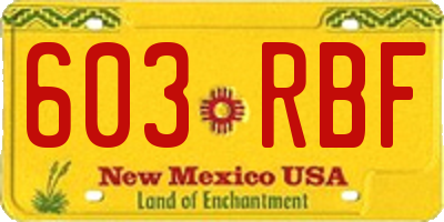 NM license plate 603RBF