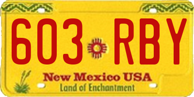 NM license plate 603RBY