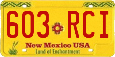 NM license plate 603RCI