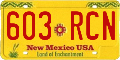 NM license plate 603RCN