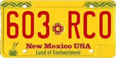 NM license plate 603RCO