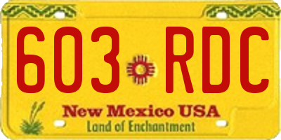 NM license plate 603RDC