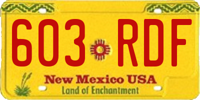 NM license plate 603RDF