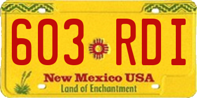 NM license plate 603RDI