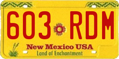 NM license plate 603RDM