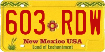 NM license plate 603RDW