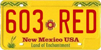 NM license plate 603RED