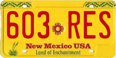 NM license plate 603RES