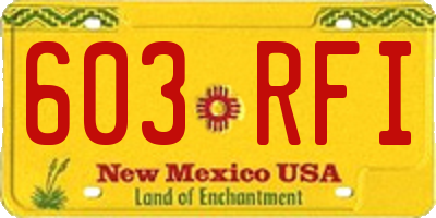 NM license plate 603RFI