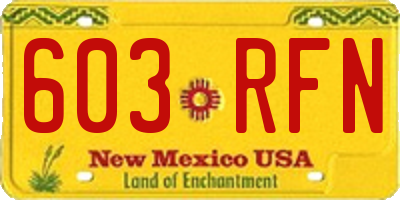 NM license plate 603RFN