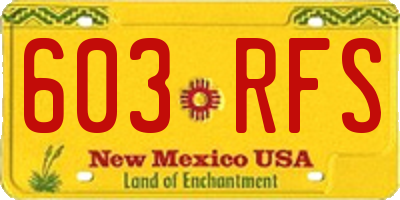 NM license plate 603RFS