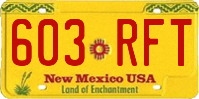 NM license plate 603RFT