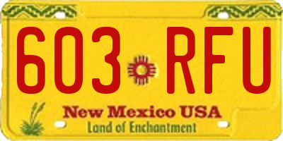 NM license plate 603RFU