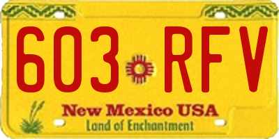 NM license plate 603RFV
