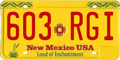NM license plate 603RGI
