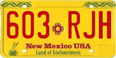 NM license plate 603RJH