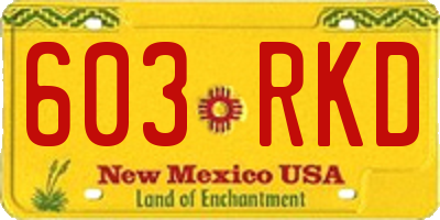 NM license plate 603RKD