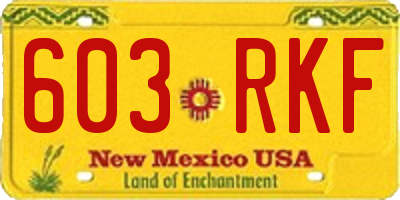 NM license plate 603RKF