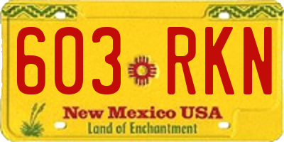 NM license plate 603RKN